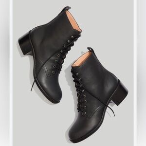 Patti Black Lace-Up Leather Ankle Boots